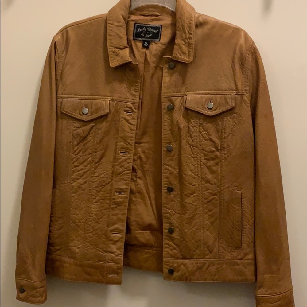 Lucky Brand cognac button front trucker jacket
